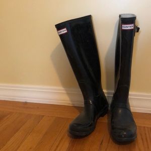 Black Hunter Tall Rainboots, Size 8